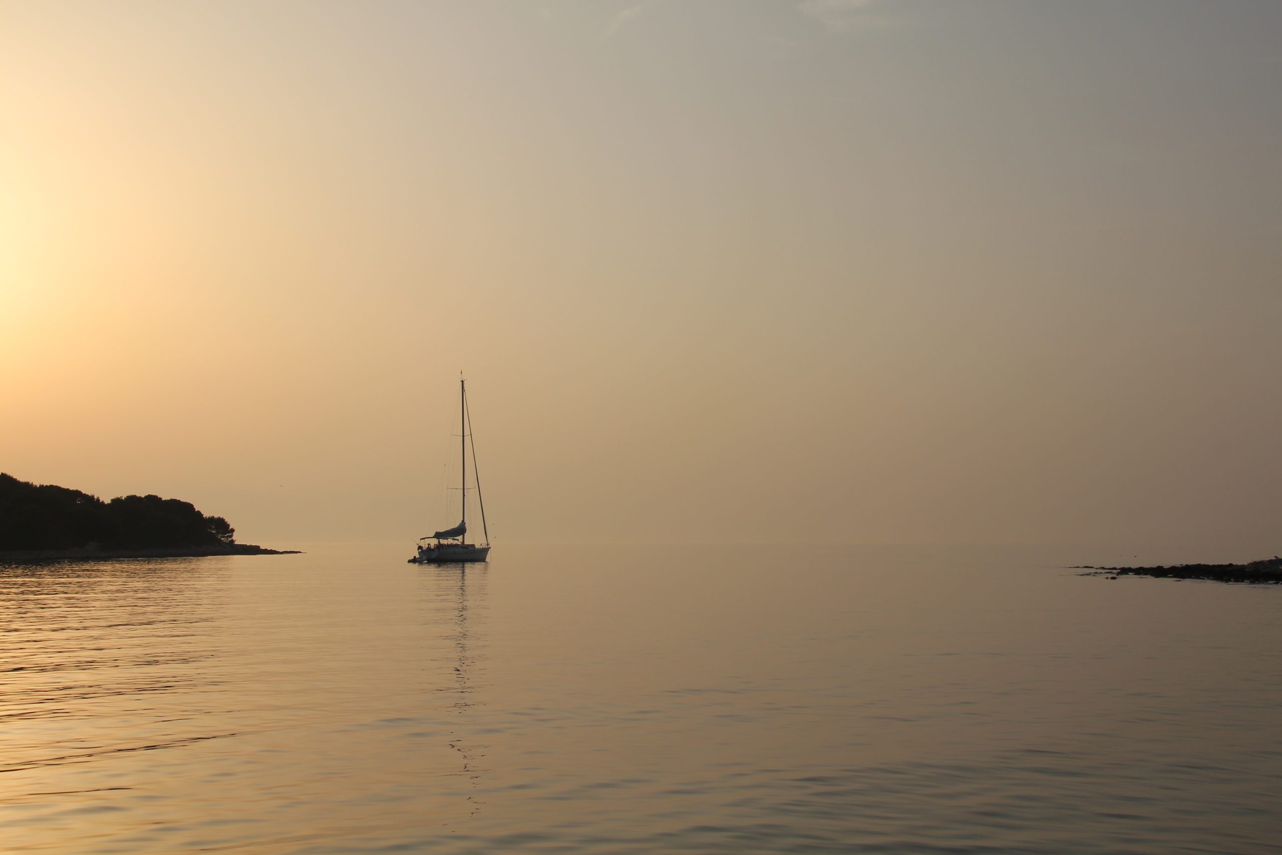 sailing yacht at dawn in croatia