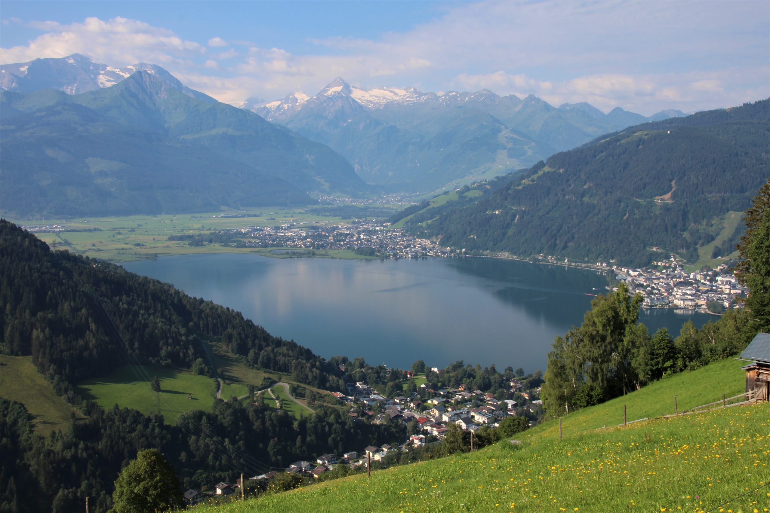 lake, glacier, village, austrian alps